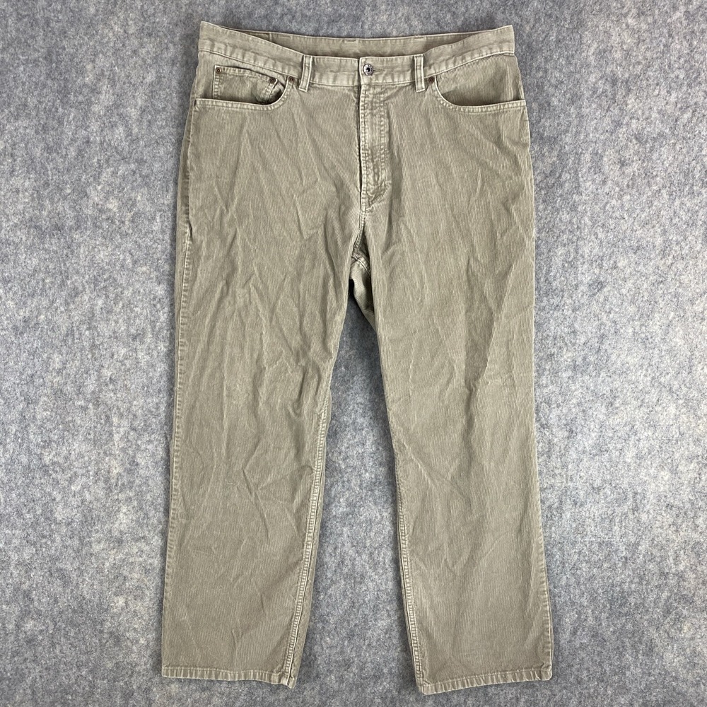 VTG LL Bean Corduroy Pants Mens 38x30 Tan Beige Straight Mid Rise Trousers ABN4